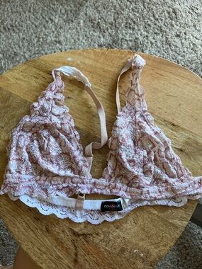 Cosabella Blush Pink Lace Bralette with White Scallop Trim